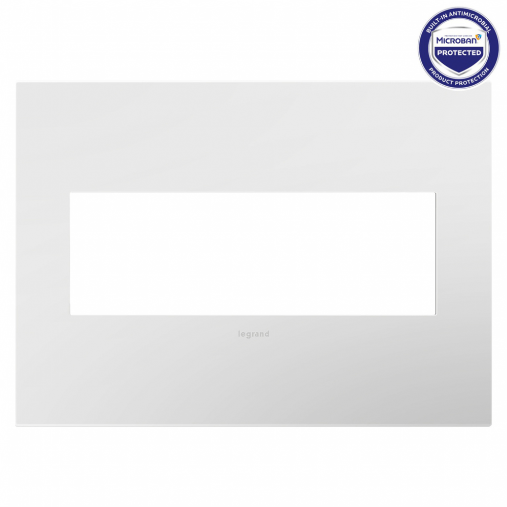 adorne Gloss White Three-Gang Screwless Wall Plate with Microban