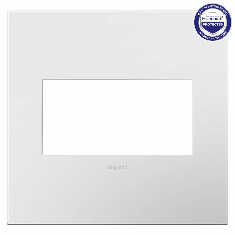 adorne Gloss White-on-White Two-Gang Screwless Wall Plate with Microban