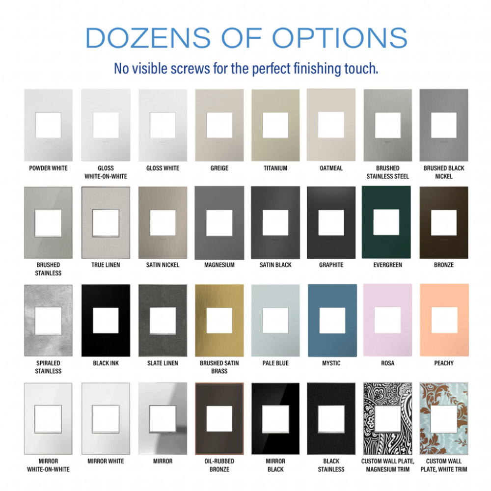 adorne Evergreen Five-Gang Screwless Wall Plate with Microban