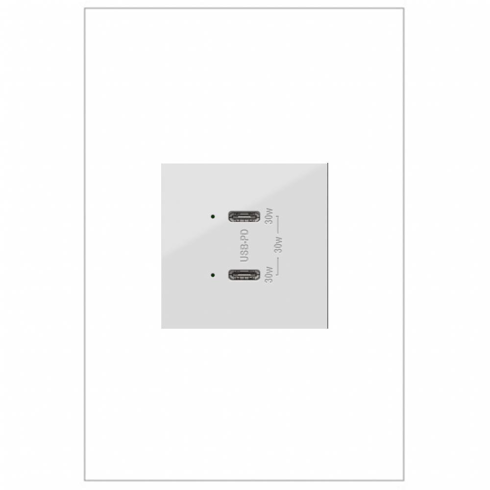 adorne Ultra-Fast Plus Power Delivery USB Type-C/C Outlet Module, White