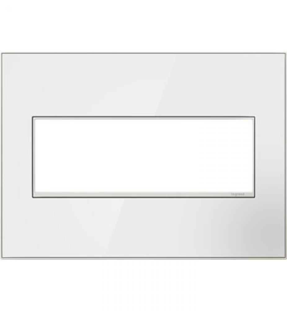 adorne Mirror White-on-White Three-Gang Screwless Wall Plate