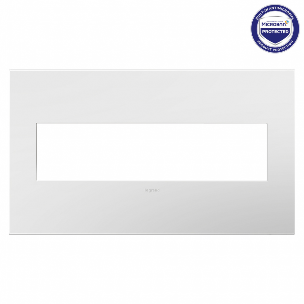 adorne Gloss White Four-Gang Screwless Wall Plate with Microban