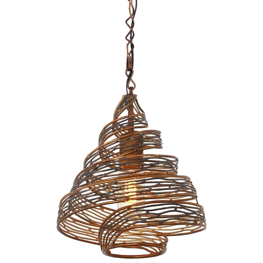 Flow 1 Light Twist Mini Pendant - Hammered Ore