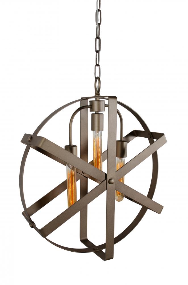 Reel 3-Lt Pendant - Rustic Bronze