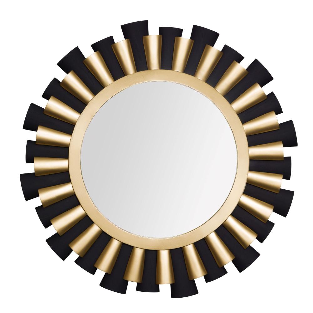 Daphne 36-in Wall Mirror - Matte Black/French Gold