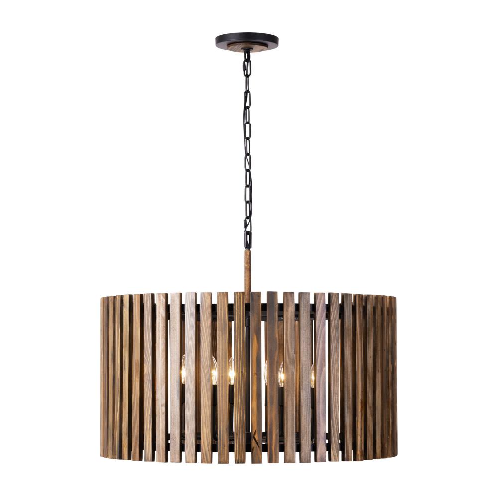 Suratto 8-Lt Pendant - Matte Black/Medium Walnut