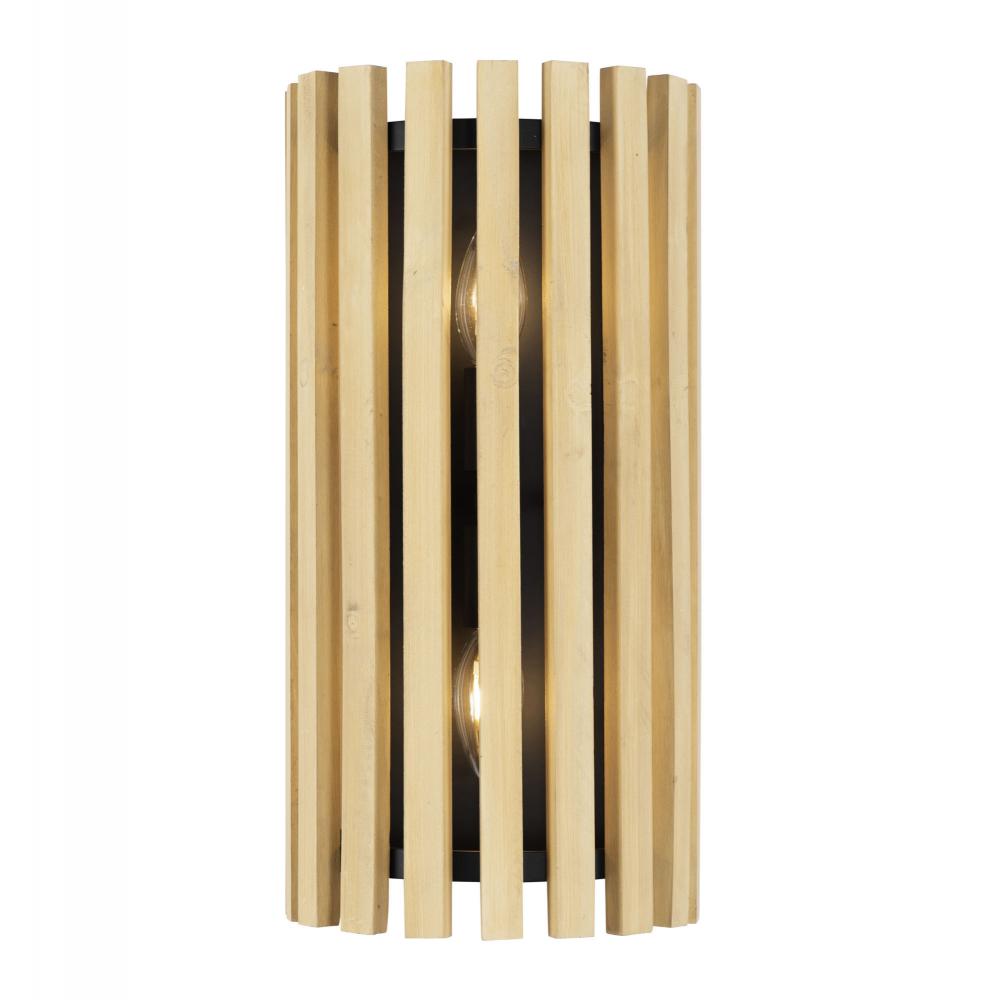 Suratto 2-Lt Sconce - Matte Black/Honey Blonde