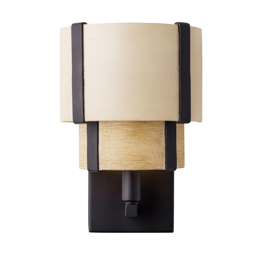 Blonde Moment 1-Lt Sconce - Matte Black/Honey/Medium Oak