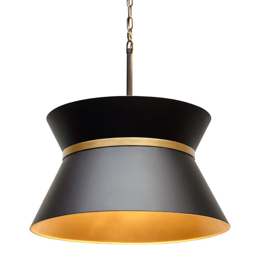 Mad Hatter 4-Lt Pendant - Matte Black/French Gold