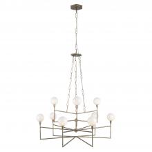 Varaluz 314C09HG - Bodie 9-Lt Chandelier w/ Glossy Opal White Glass - Havana Gold