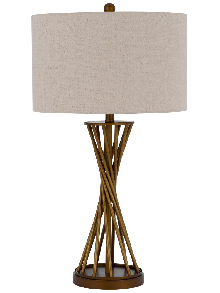 150W 3 way Urban metal table lamp with hardback drum fabric shade