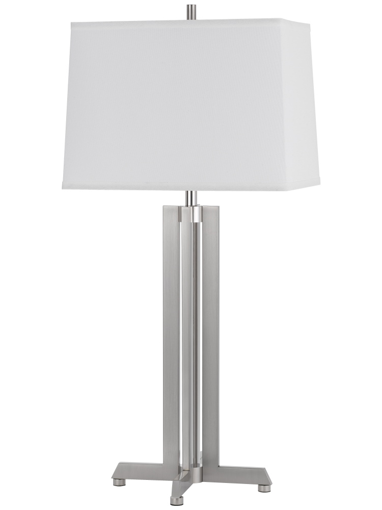 100W Lakewood metal table lamp with rectangular hardback fabric shade