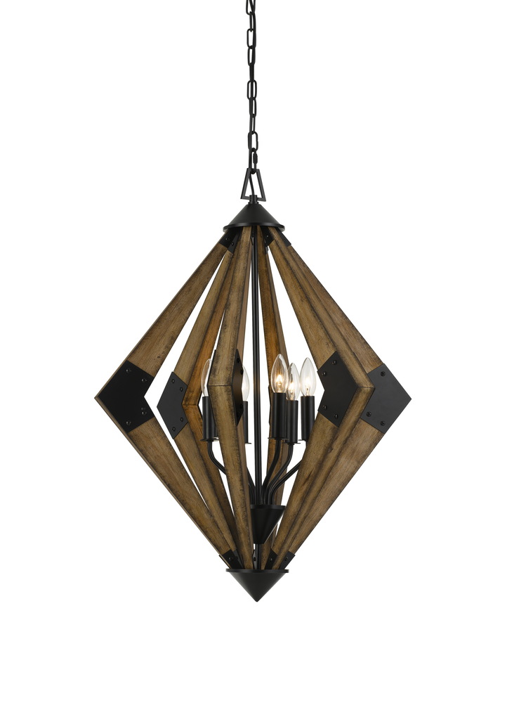 60W X 6 Arezzo Wood Chandelier
