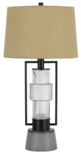 CAL Lighting BO-3134TB - Vallda 100W 3 Way Table Lamp with 2W LED Night Light with Metal/Glass Body and Cement Base