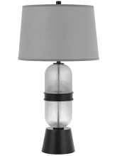 CAL Lighting BO-3221TB - 100W Sesto glass table lamp with 4W LED (top and bottom) night light and hardback fabric shade