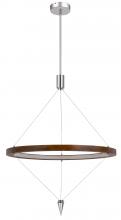 CAL Lighting FX-3752-24 - Viterbo integrated dimmable LED pine wood pendant fixture with suspended steel braided wire.