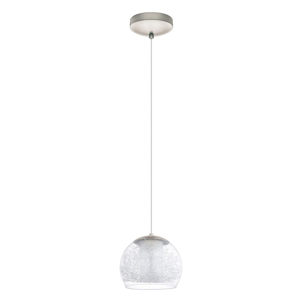 1 LT LED Pendant w/ Matte Nickel Finish & White Cylinder Glass Shade
