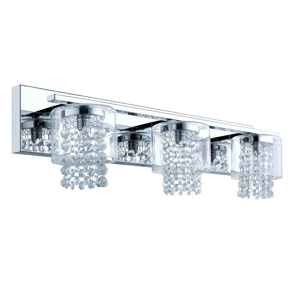 3 LT Bath/Vanity Light w/ Polished Chrome Finish & Clear Glass Shade w/ Glass Crystal Accents