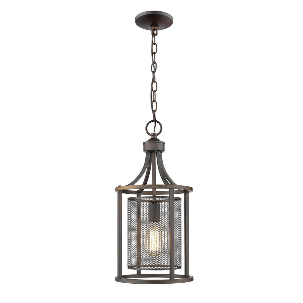 1 LT Open Frame Pendant w/ Oil Rubbed Bronze Finish & Mesh Metal Shade