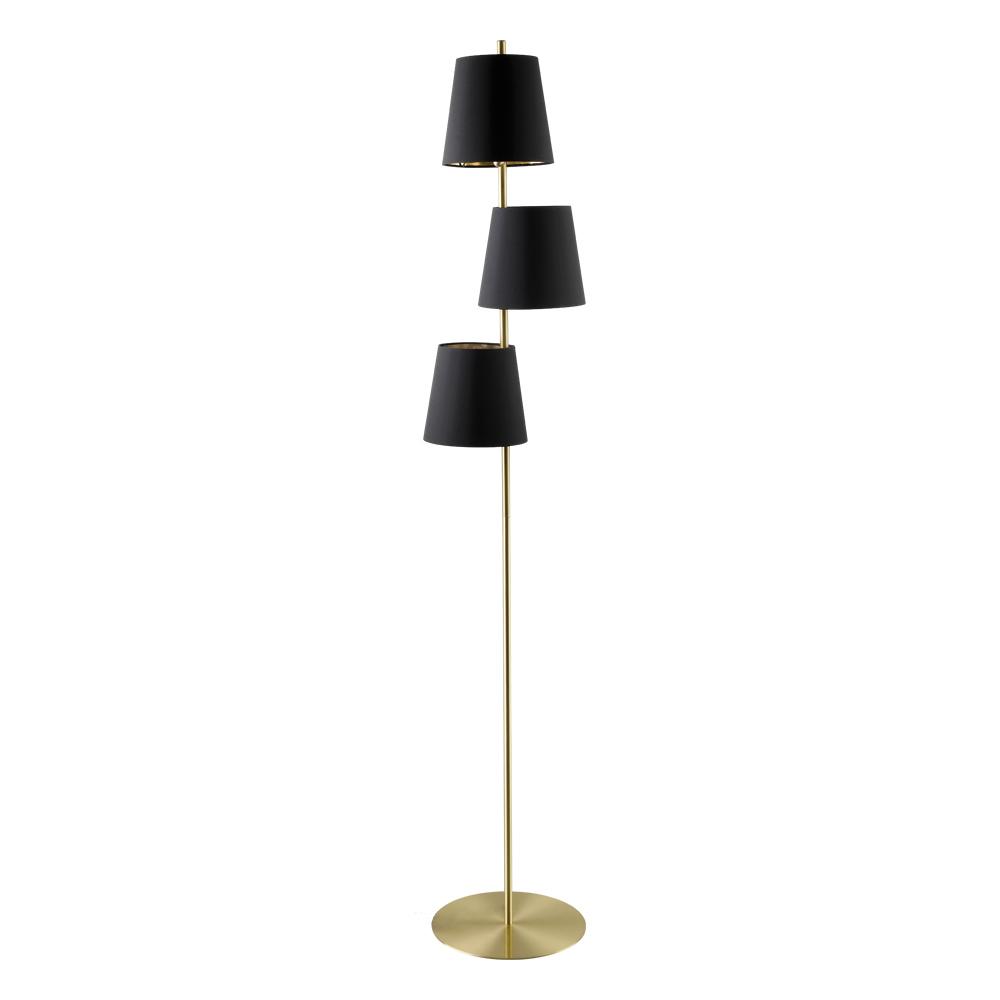 Almeida 2 - 3 LT Floor Lamp Brushed Brass Finish With Black Exterior and Gold Interior Shades