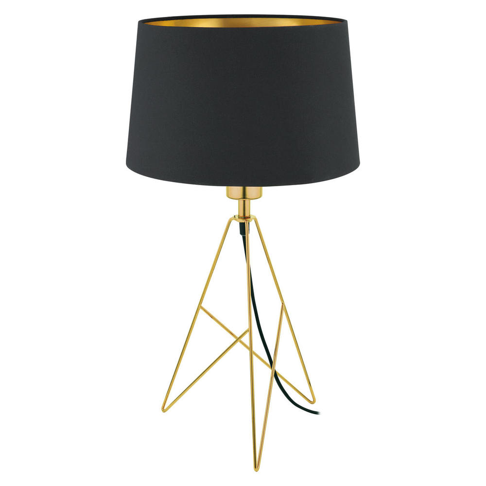 1 LT Table Lamp Gold Finish Black exterior Gold Interior Shade 1-12W A19 LED