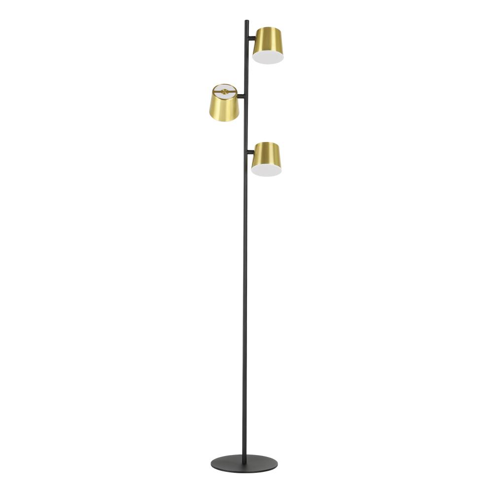 Altimira - 3 LT Floor Lamp with Structured Black Finish and Brass Exterior and White Interior