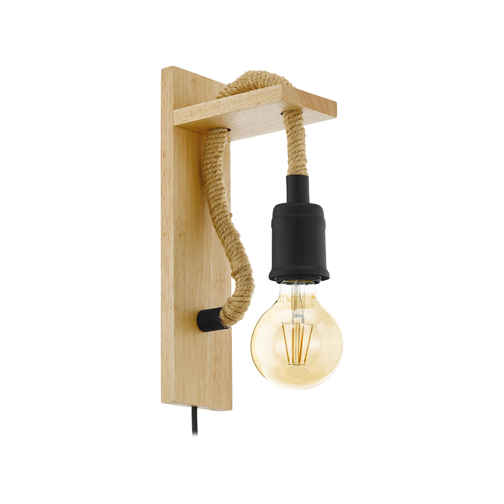 1 LT Open Bulb Wall Light w/ a Natural  Wood Finish