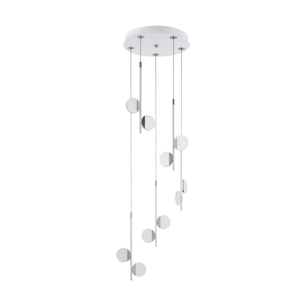 10 LT Integrated LED Cascade Pendant w/ White & Chrome Finish