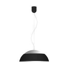 Eglo 202268A - 1 LT Integrated LED Pendant w/ Black Finish & Black & White w/ Silver Interior Shade