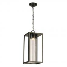 Eglo 204709A - Walker Hill - Outdoor Pendant Light Matte Black With Clear Seedy Glass 12W LED