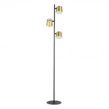 Eglo 39987A - Altimira - 3 LT Floor Lamp with Structured Black Finish and Brass Exterior and White