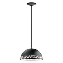 Eglo 97441A - 1 LT Dome Pendant w/ Black Finish & Black w/ White Interior Metal Shade