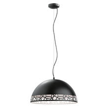 Eglo 97442A - 1 LT Dome Pendant w/ Black Finish & Black w/ White Interior Metal Shade