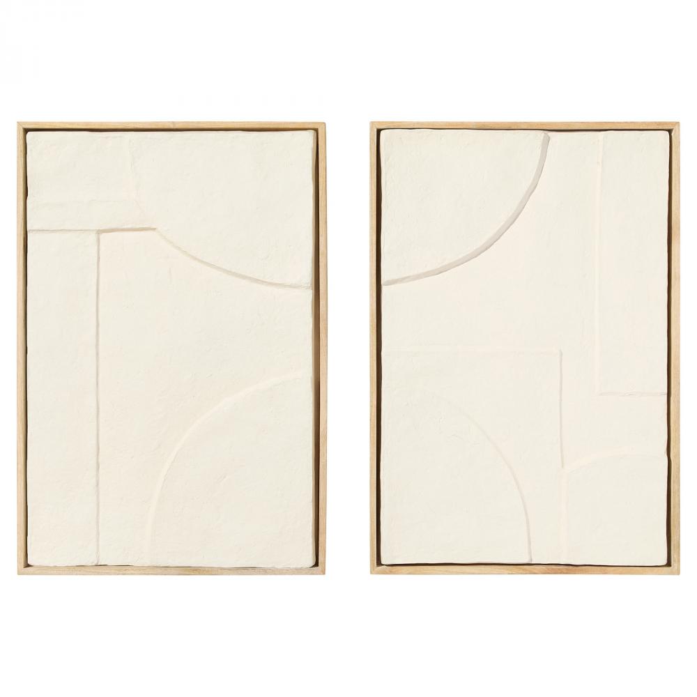 Oliver Diptych Panels | Off-White | Walnut - 2pc set