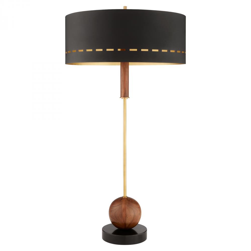 Savile Table Lamp | Walnut | Antique Brass | Black