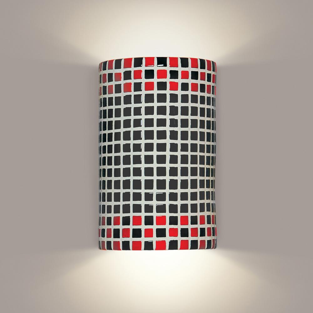 Checkers Wall Sconce Red and Black (Wet Sealed Top, E26 Base LED (Bulb included))
