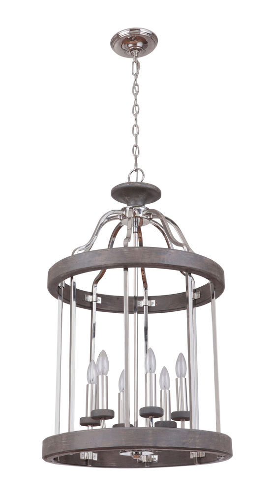 Ashwood 6 Light Foyer in Polished Nickel/Greywood