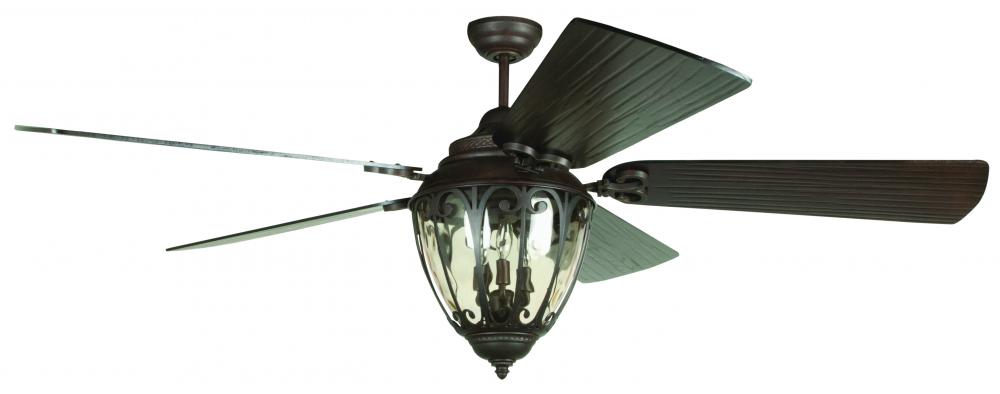 70" Olivier in Aged Bronze Textured w/ Walnut Blades