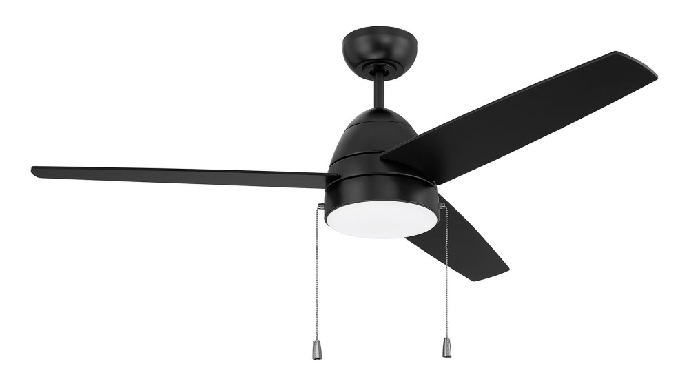 Cozy 52" 3-Blade Ceiling Fan w/ Pull Chain in Flat Black w/ Flat Black Blades