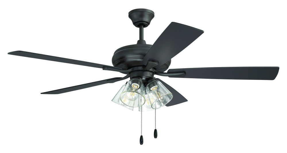 Eos 52" 5-Blade Clear 4 Light Ceiling Fan in Classic Bronze w/ Classic Bronze/Walnut Blades