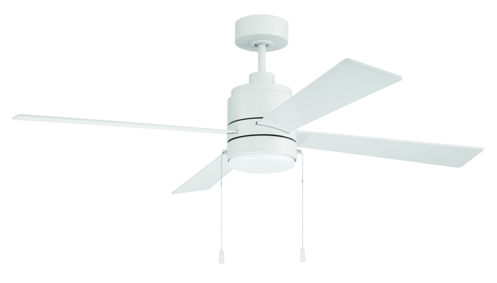 Energy Star McCoy 52" 4-Blade Ceiling Fan in White w/ White Blades; Light Kit Included (Optional
