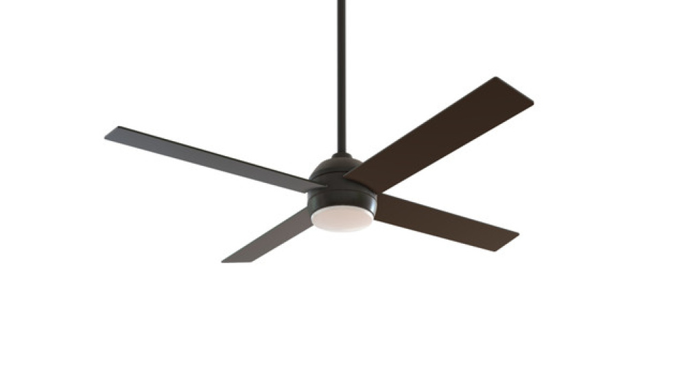 Kelsey 52" 4-Blade Ceiling Fan in Flat Black w/ Flat Black Blades; Integrated Light Kit
