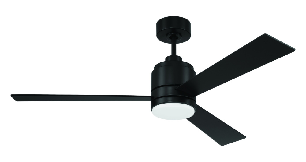 McCoy 42" 3-Blade Ceiling Fan in Flat Black w/ Flat Black Blades; Light Kit Included (optional)