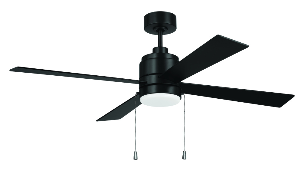McCoy 52" 4-Blade Ceiling Fan w/ Pull Chain in Flat Black w/ Flat Black Blades