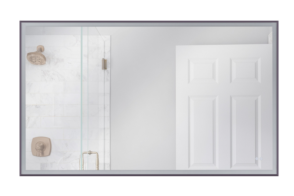 60" x 36" Rectangle Black Framed Front Lit LED Mirror, Defogger & Dimmer, 3000-5000K