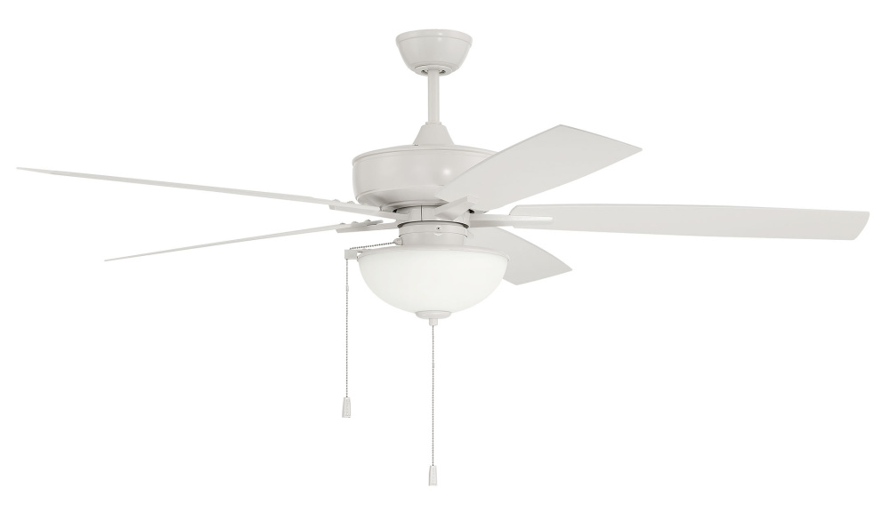 Outdoor Super Pro 211 60" 5-Blade Indoor/Outdoor (Wet) Ceiling Fan in White w/ Painted Nickel Bl