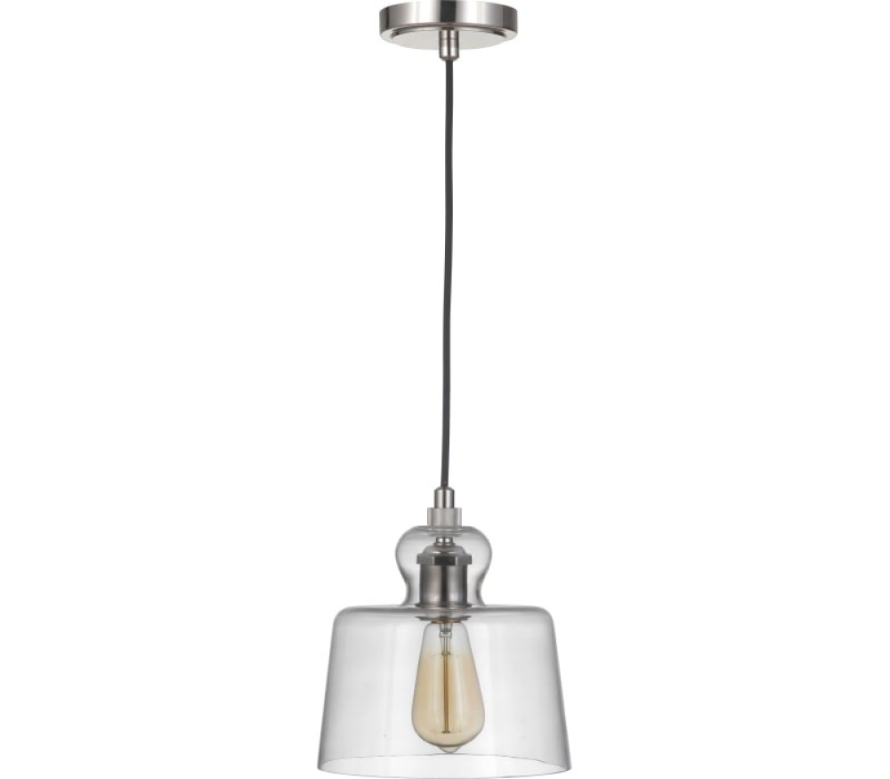 State House 1 Light Clear Glass Mini Pendant in Polished Nickel