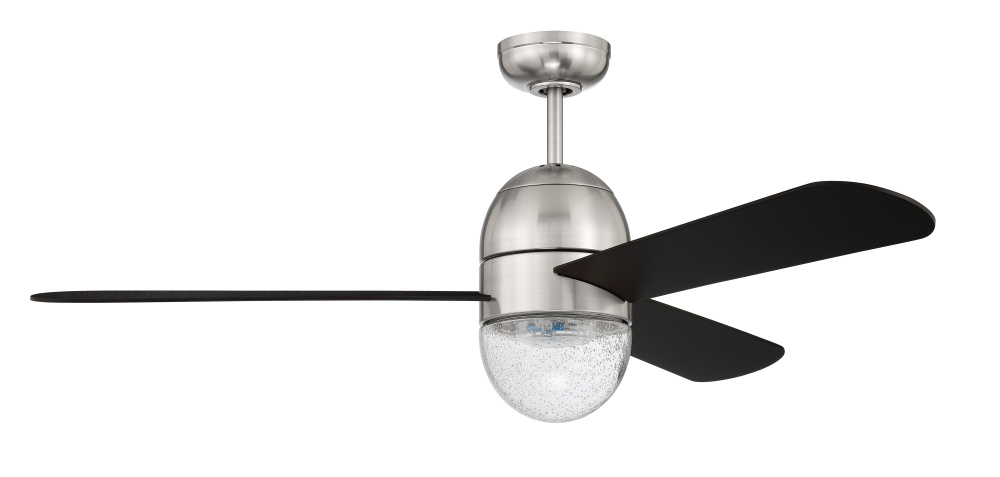 Pill 52" 3-Blade Ceiling Fan in Brushed Polished Nickel w/ Flat Black Blades; Integrated Light K