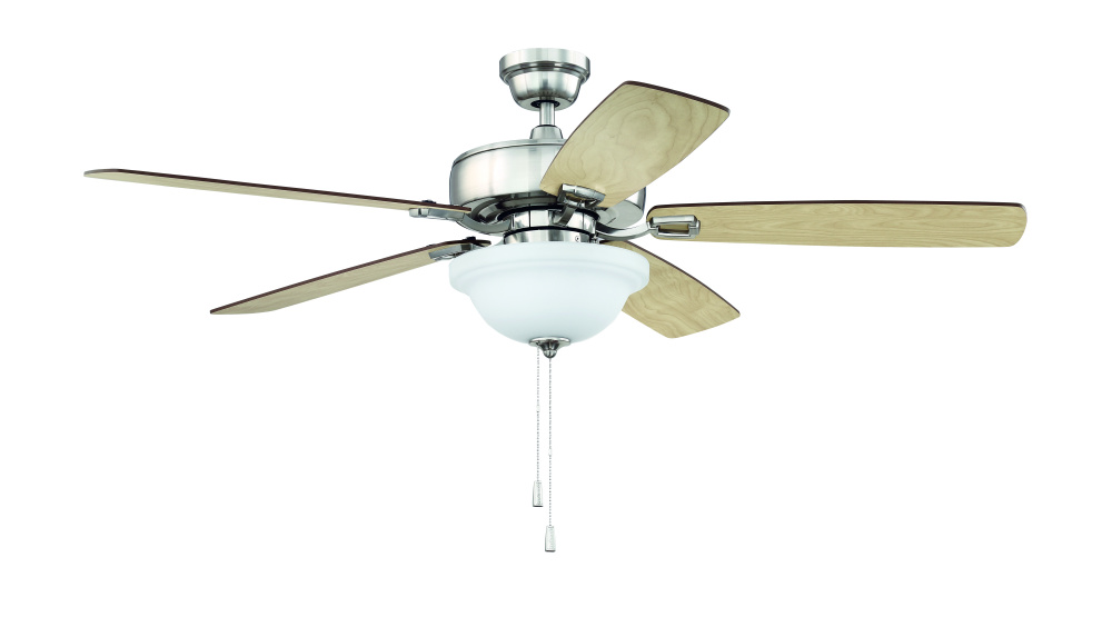 Twist N Click 52" 5-Blade Ceiling Fan in Brushed Polished Nickel w/ Ash/Mahogany Blades