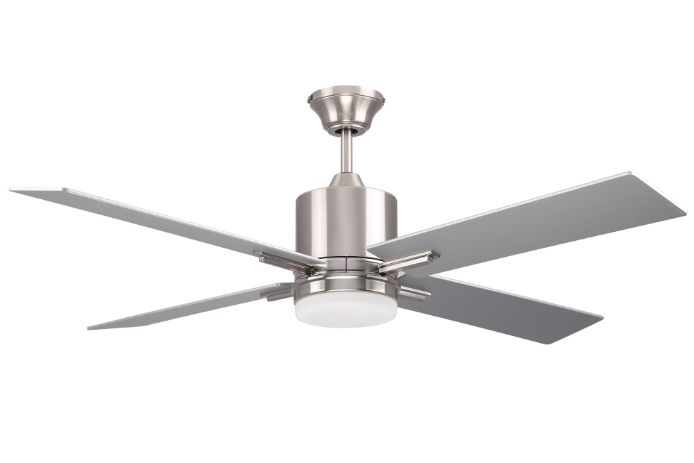 Teana 52" 4-Blade Ceiling Fan in Brushed Polished Nickel w/ Brushed Nickel/Walnut Blades